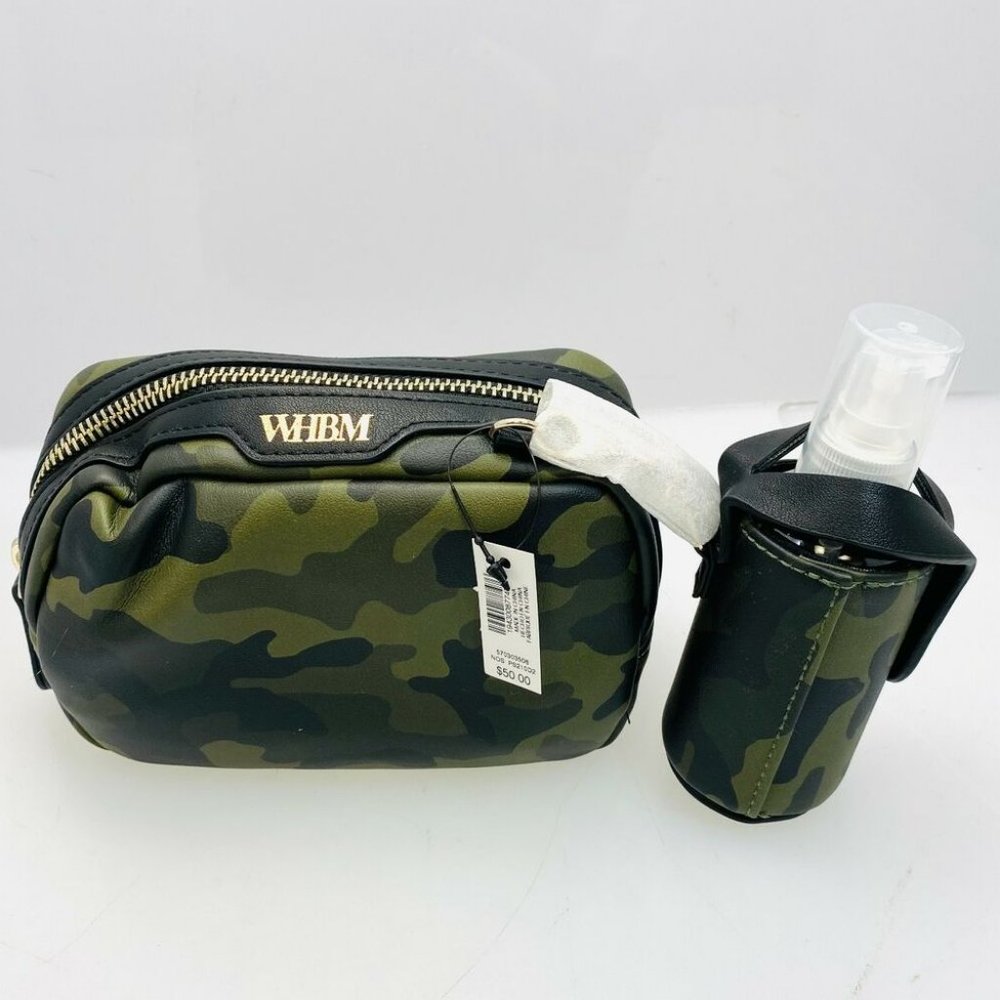 WHBM Camo Beauty Cosmetic Case Spray Bottle Set